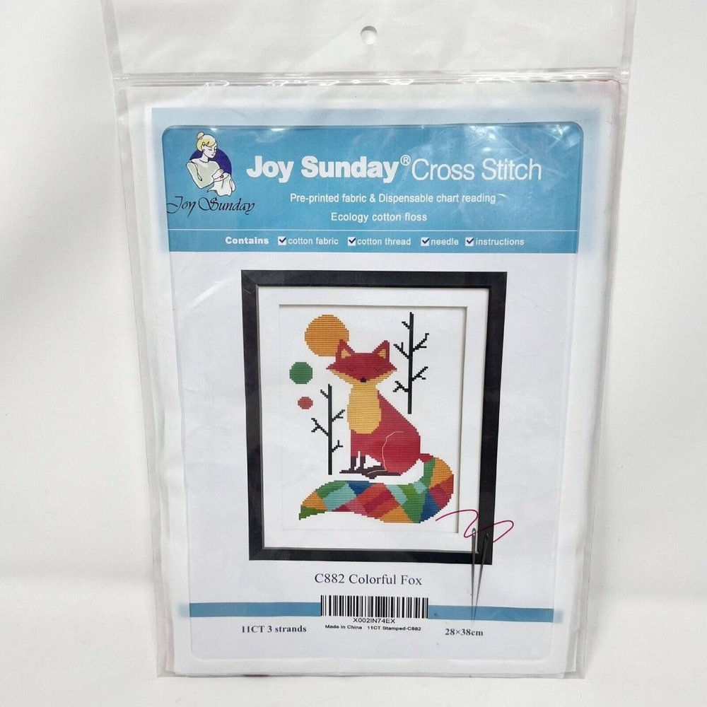 Colorful Fox Cross Stitch Kit from Joy‎ Sunday - Great Starter Project! Gift NEW